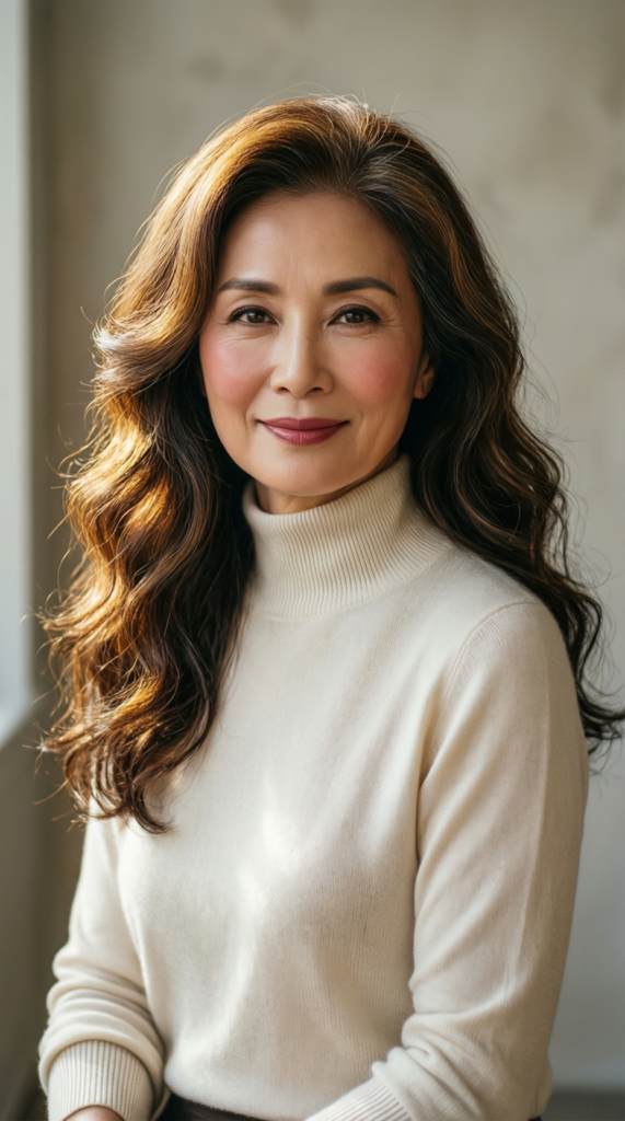 Voluminous Curls With Highlights