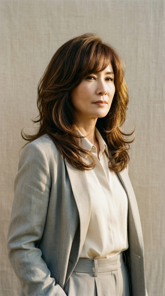 Soft Layered Hair with Curtain Bangs