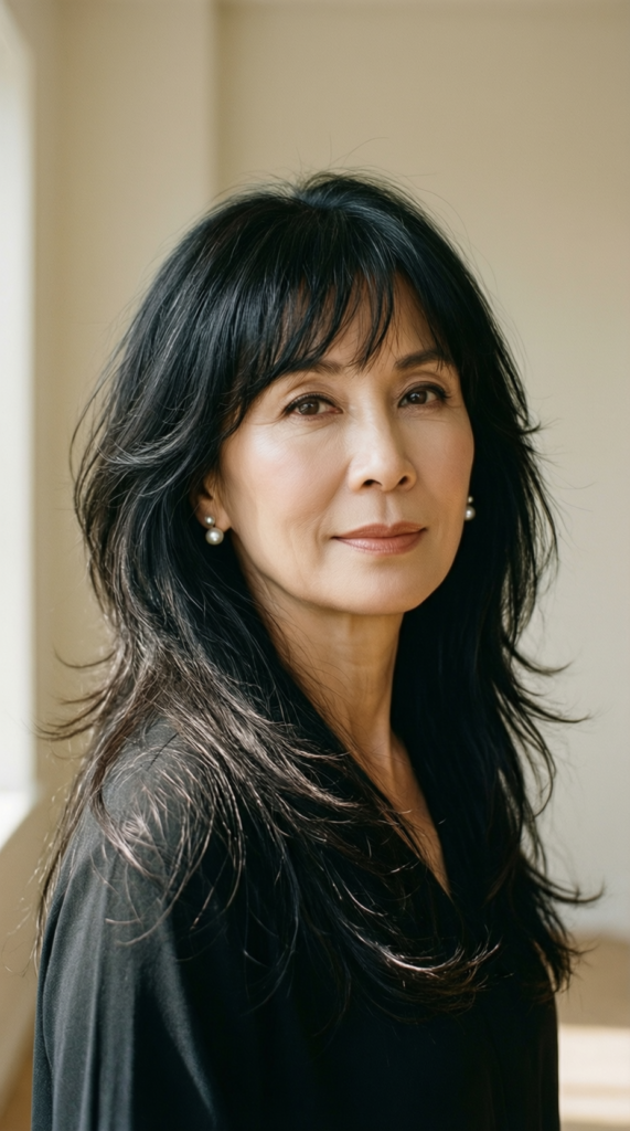 Long Layers With Curtain Bangs