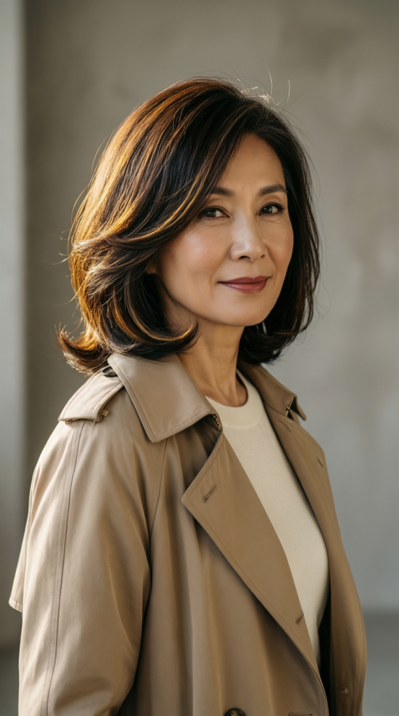 Layered Angled Lob With Highlights