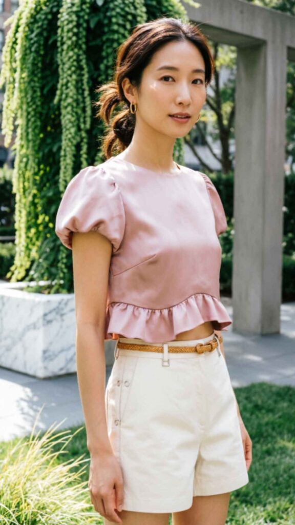 Peplum Top with Tailored Shorts
