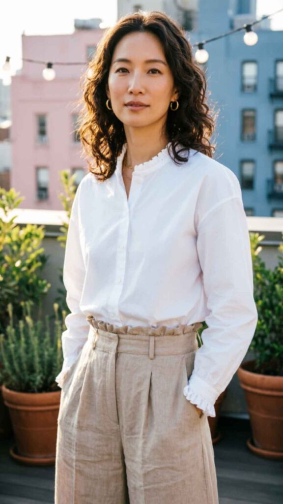 Blouse with Paperbag Waist Pants