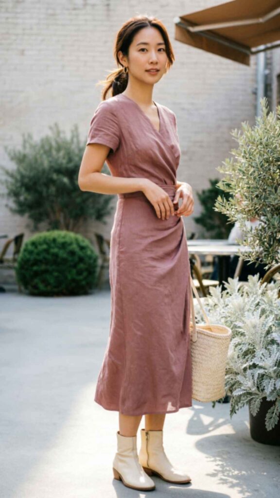 Wrap Dress with Ankle Boots