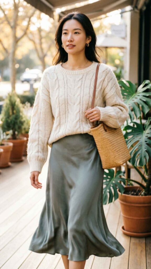 Knit Sweater with Midi Skirt