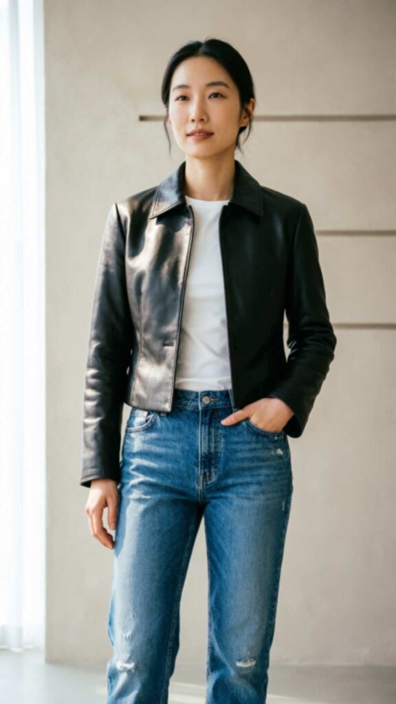 Leather Jacket with Jeans