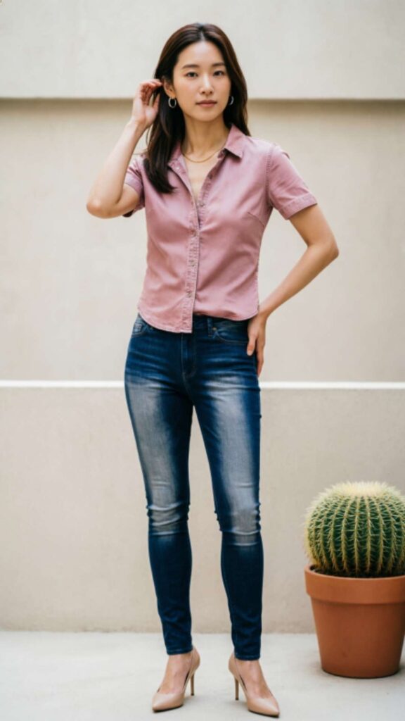 Button-Down Shirt with Skinny Jeans