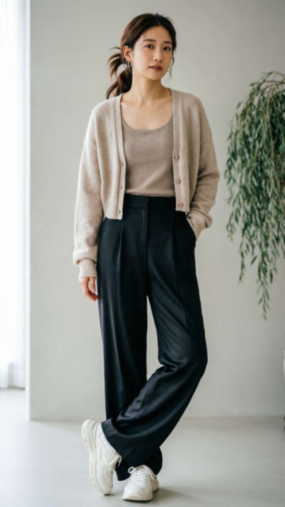 Wide-Leg Pants with Sneakers
