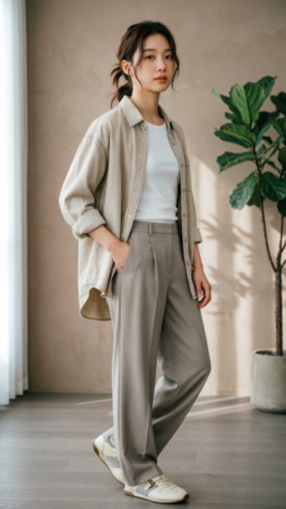 Button-Down Shirt and Sneakers