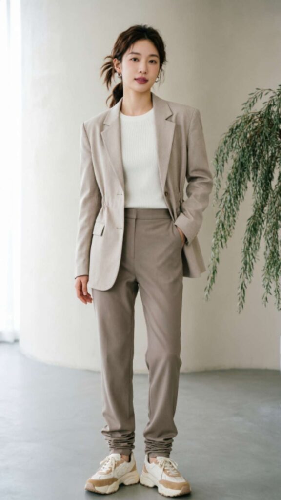 Casual Suit with Sneakers