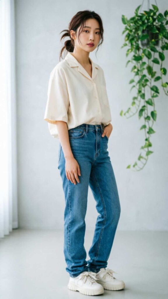 Midi Skirt with Casual Sneakers