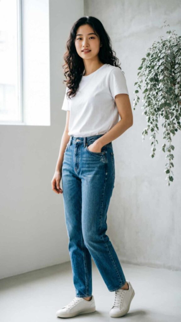 Classic Jeans and White Sneakers