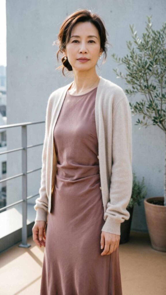 Midi Dress with Light Cardigan