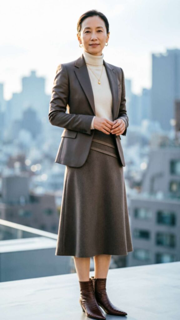 Tailored Blazer with Midi Skirt