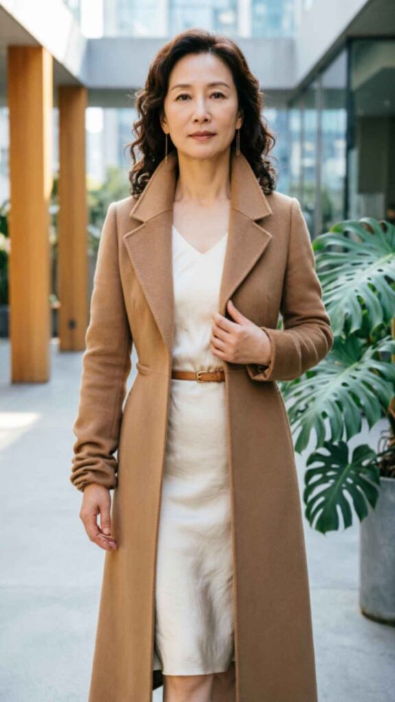 Long Coat over Simple Dress