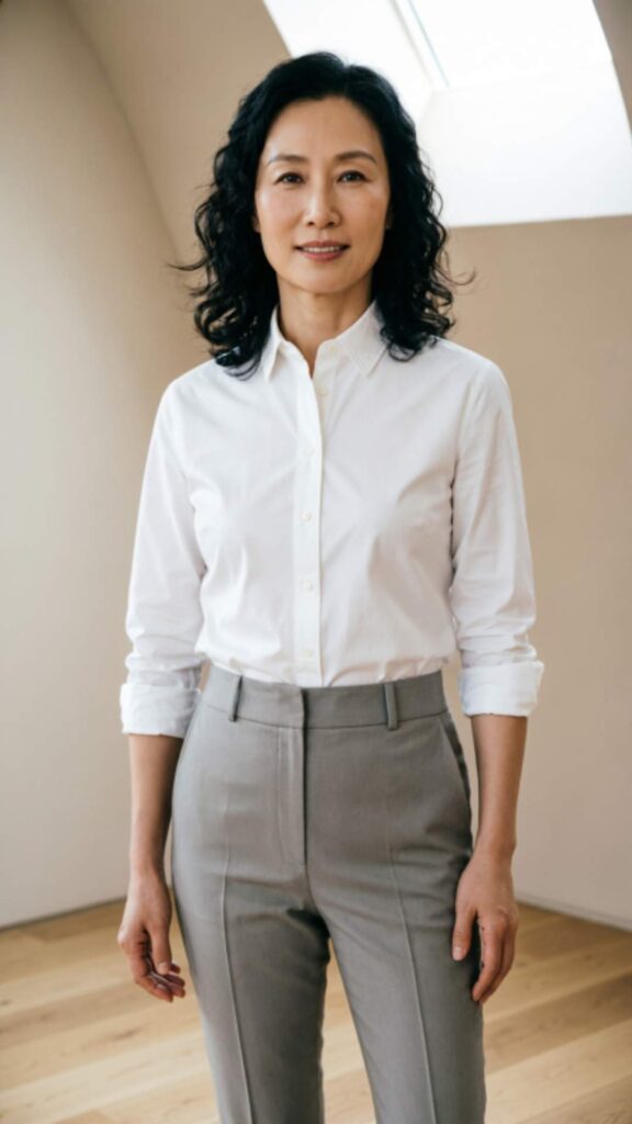 White Shirt with Tailored Trousers