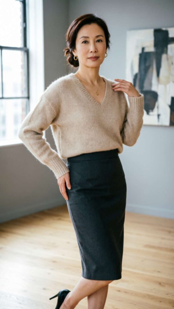Knit Sweater with Pencil Skirt