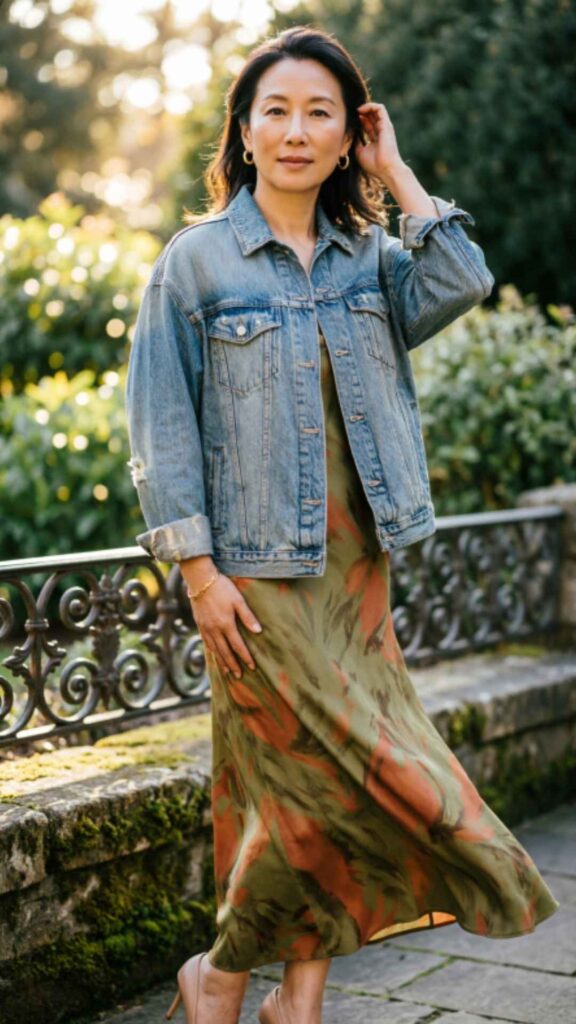 Denim Jacket over Maxi Dress