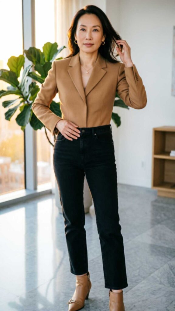 Classic Blazer with Straight Jeans