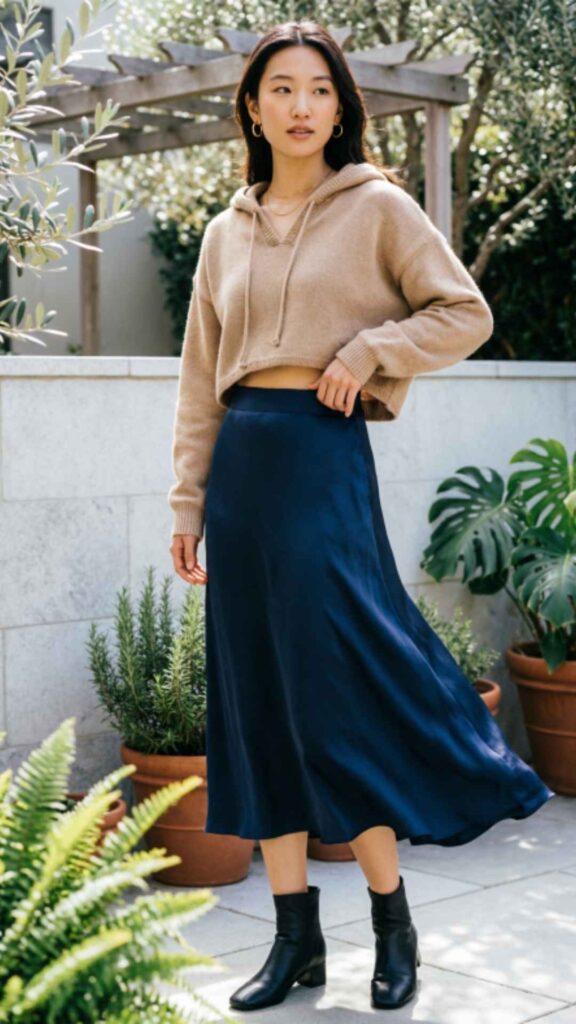 Sweatshirt with Midi Skirt