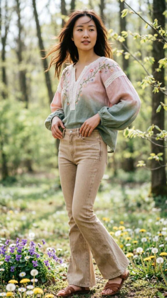 Boho Blouse with Flare Jeans