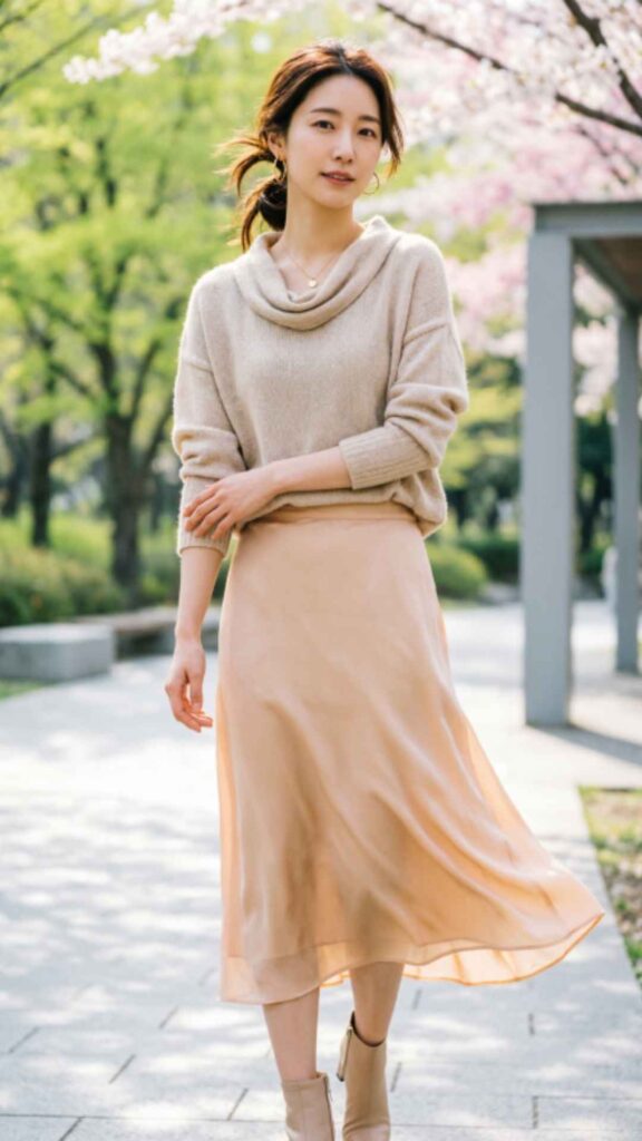 Knit Top with A-Line Skirt