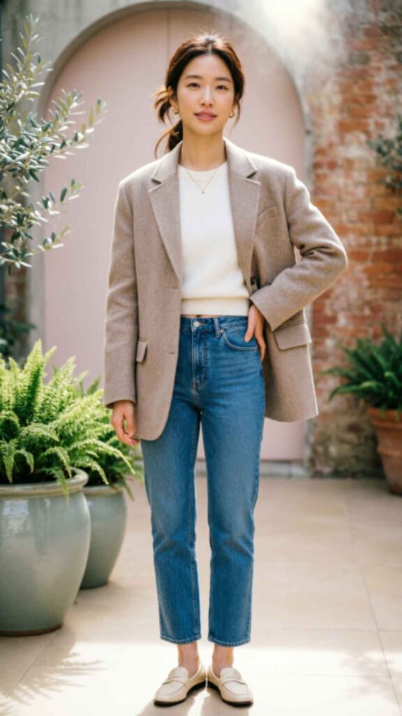 Relaxed Blazer with Straight Jeans
