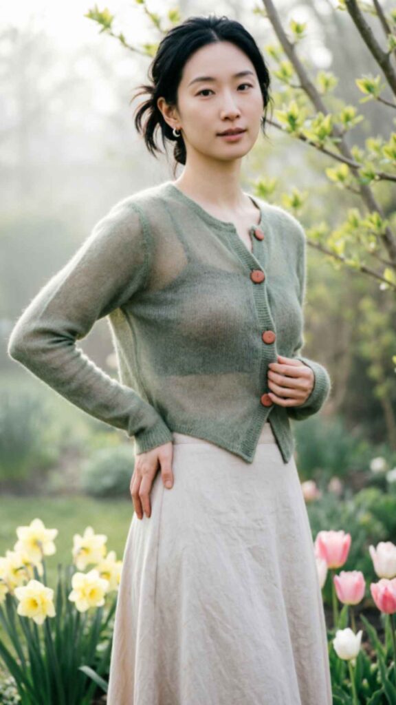 Cropped Cardigan with Maxi Skirt