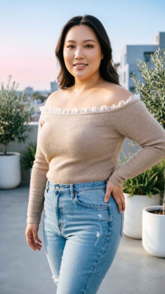 Off-Shoulder Top with Jeans