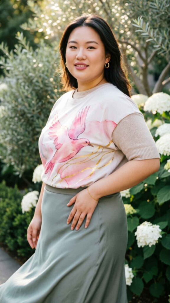 Graphic Tee with Midi Skirt