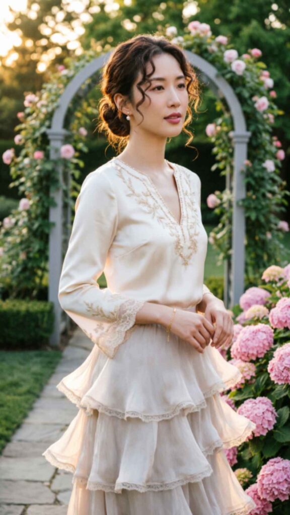 Tiered Maxi Skirt with Blouse