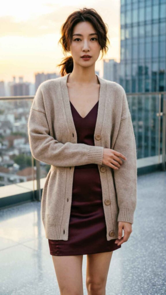 Long Cardigans with Mini Dresses