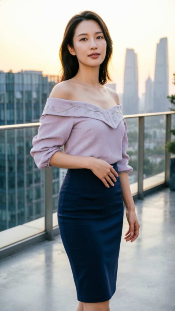 Off-Shoulder Tops with Pencil Skirts