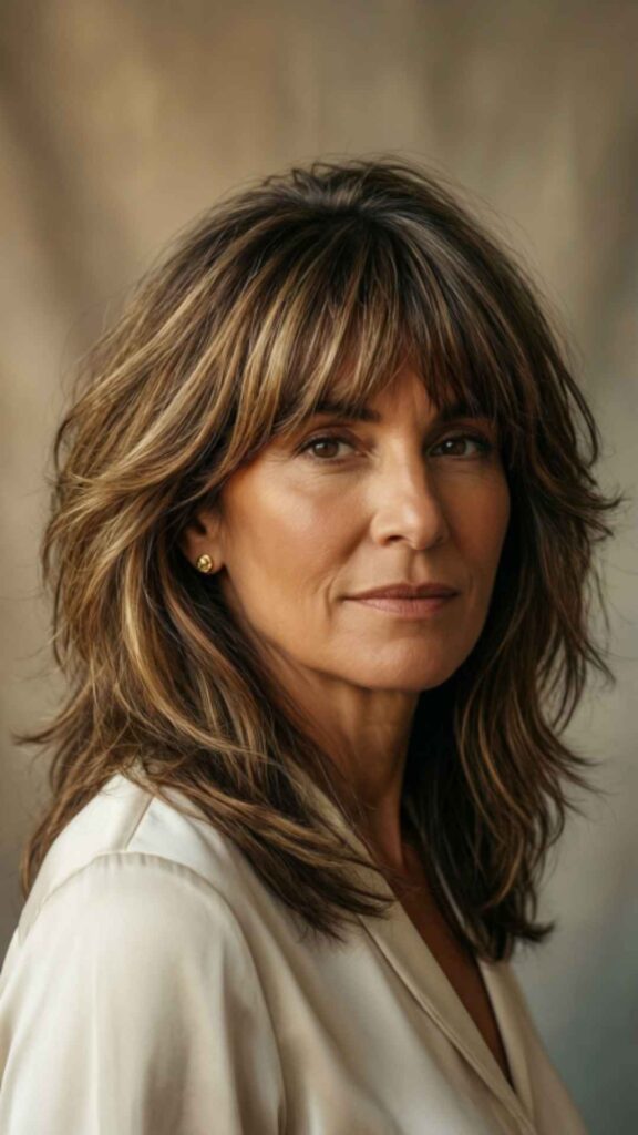 Textured Lob with Choppy Bangs