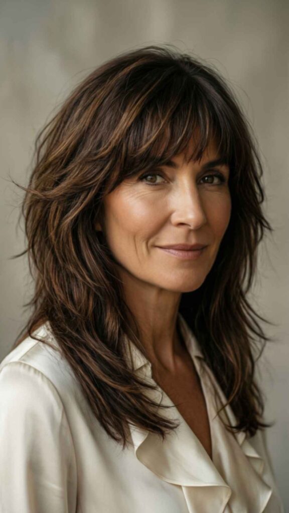 Layered Medium Cut with Curtain Bangs