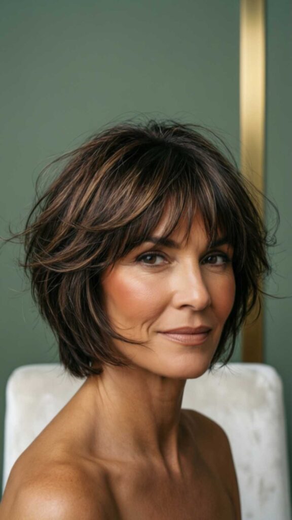 Short Layered Cut with Feathered Bangs