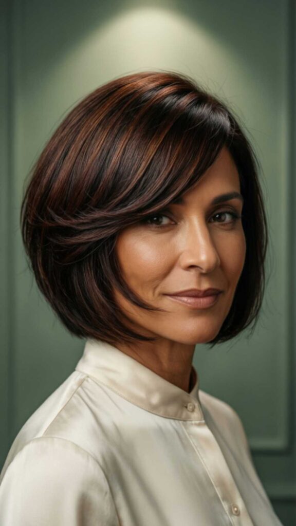 Side-Parted Bob with Angled Fringe