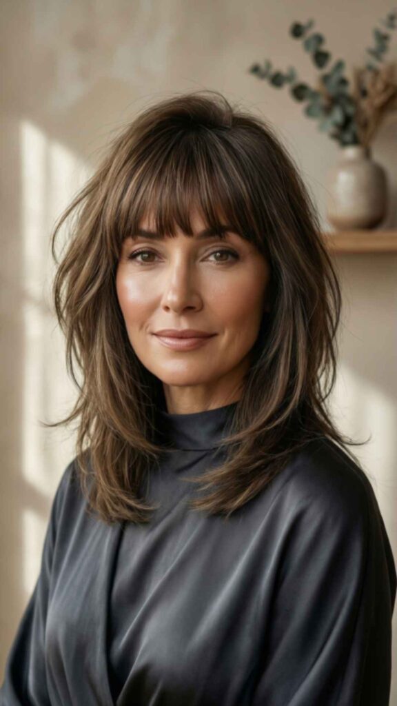 Layered Lob with Blunt Bangs