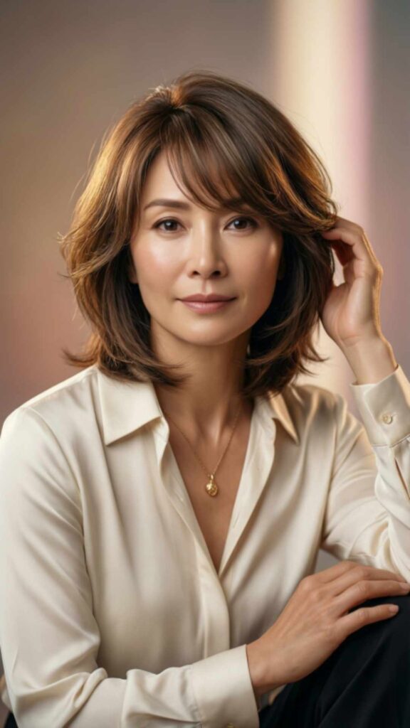 Soft Layered Bob with Side-Swept Bangs