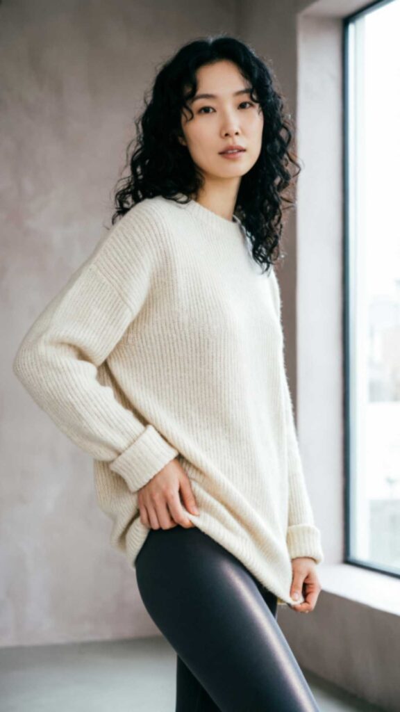 Oversized Sweater Dress with Leggings