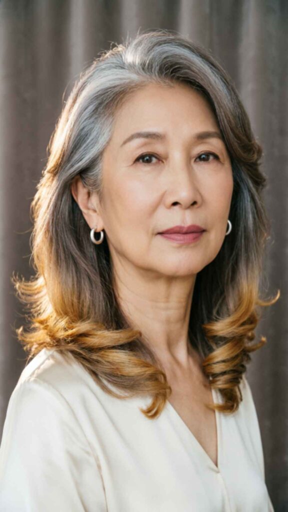 Layered Medium Hair With Gray Blending