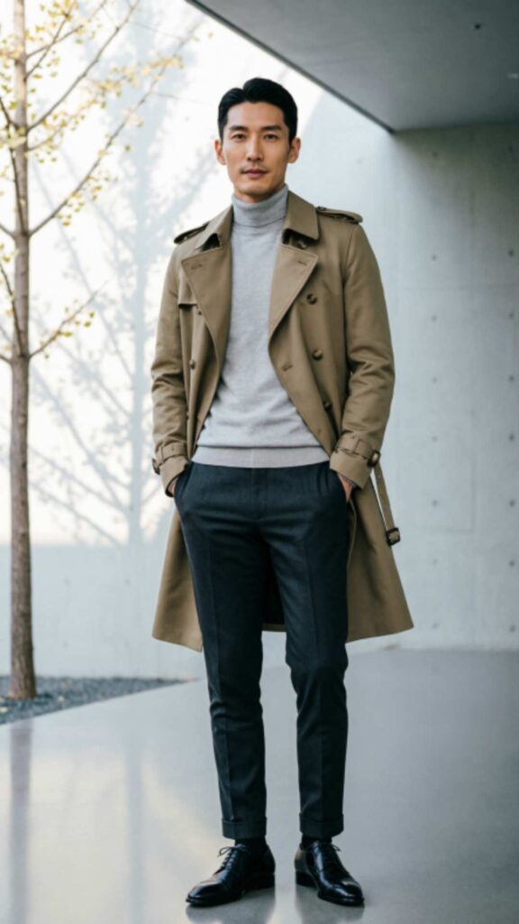 Trench Coat with Slim Pants