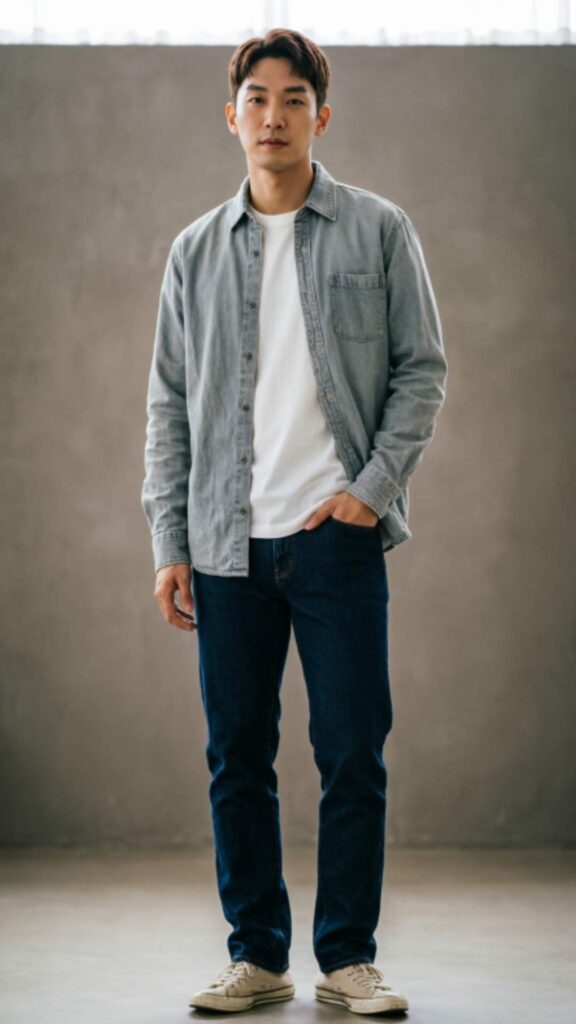 Overshirt with T-Shirt and Jeans