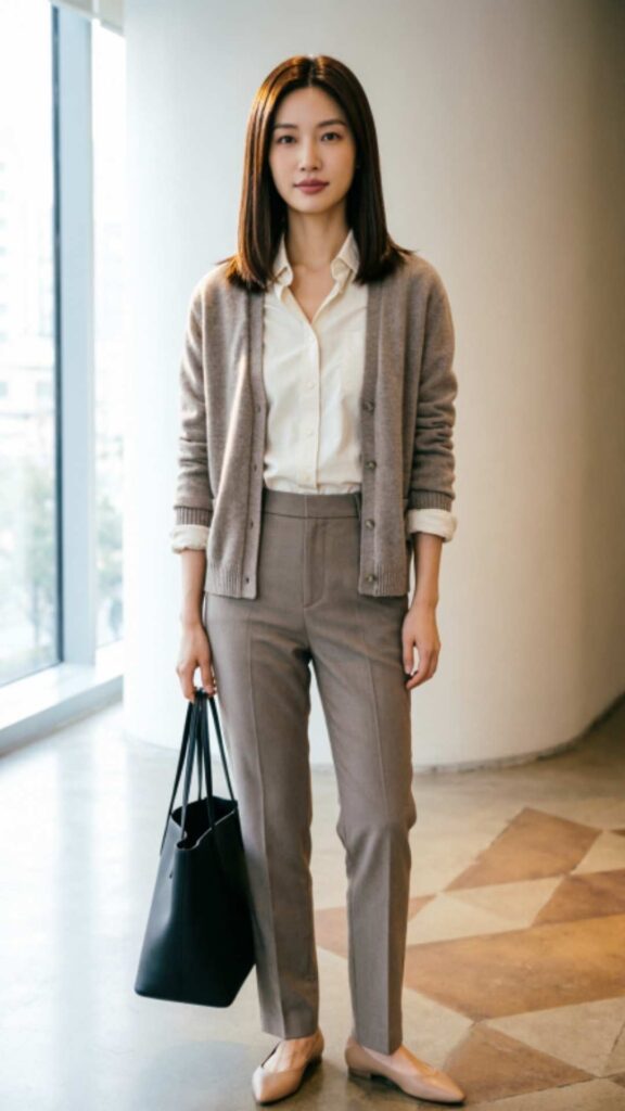 Cardigan over Button Shirt