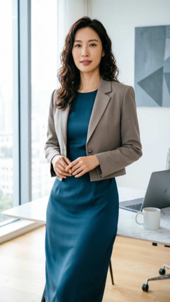 Midi Dress with Structured Blazer