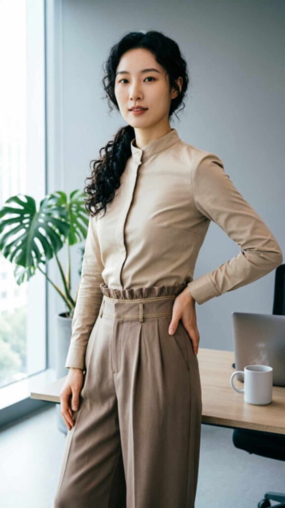 Blouse with Paperbag Waist Pants