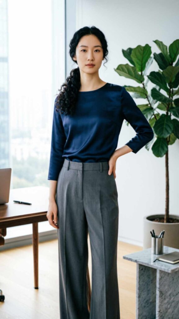 Wide-Leg Pants with Fitted Top