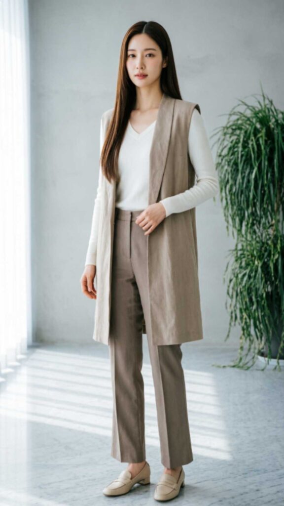 Longline Vest with Straight Pants