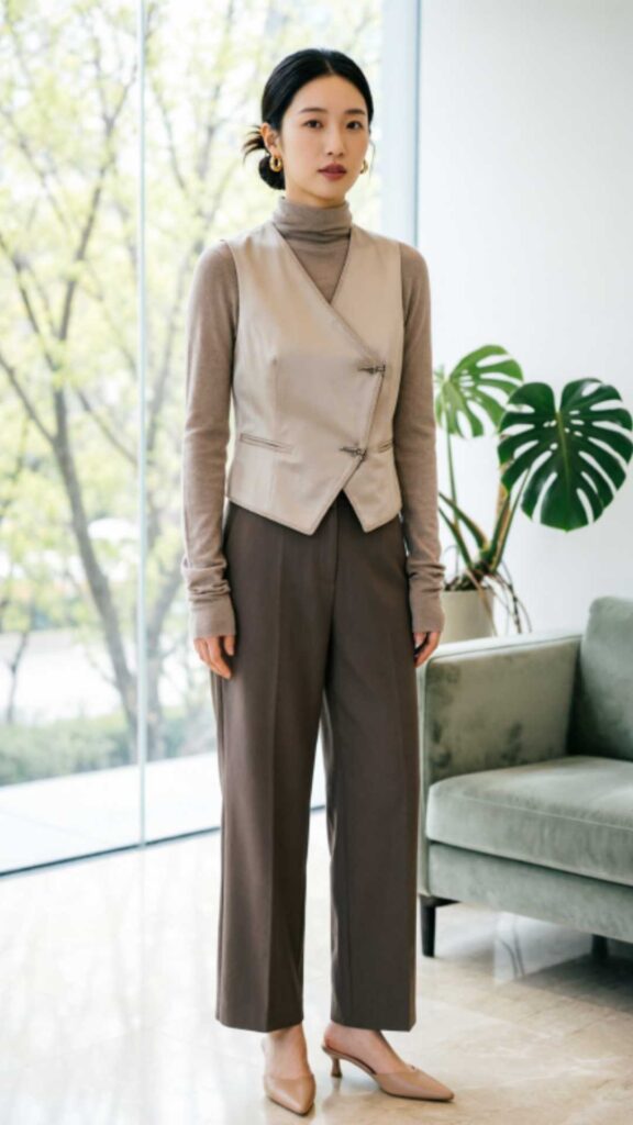 Structured Vest with Long Sleeve Top