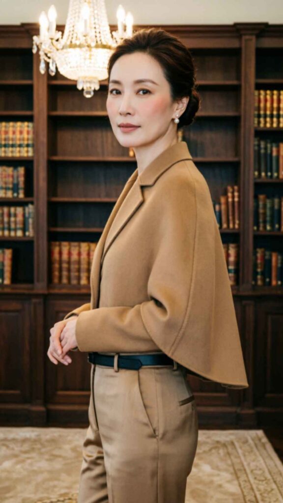 Cape Coat with Tailored Pants