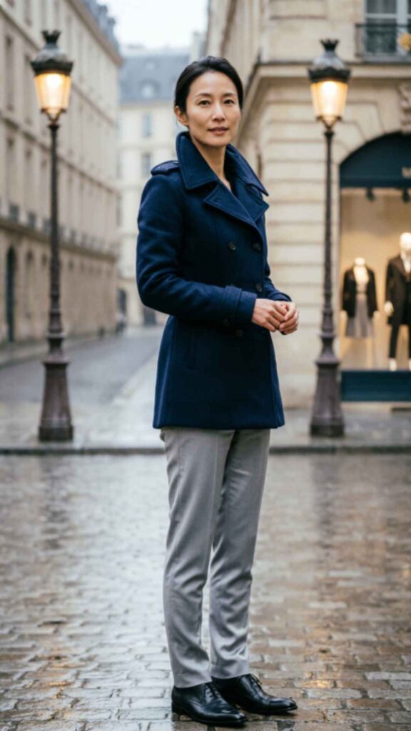 Peacoat with Slim Pants